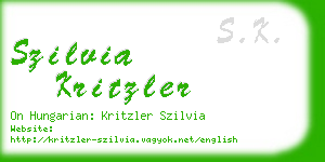 szilvia kritzler business card